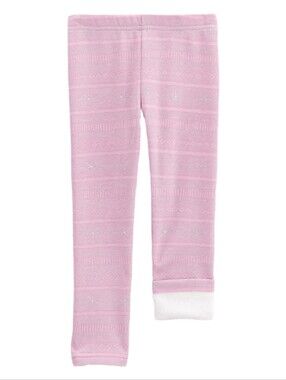 Carters Glitter Snowflake Cozy Fleece Leggings Pink Silver Girls Size 10 Winter